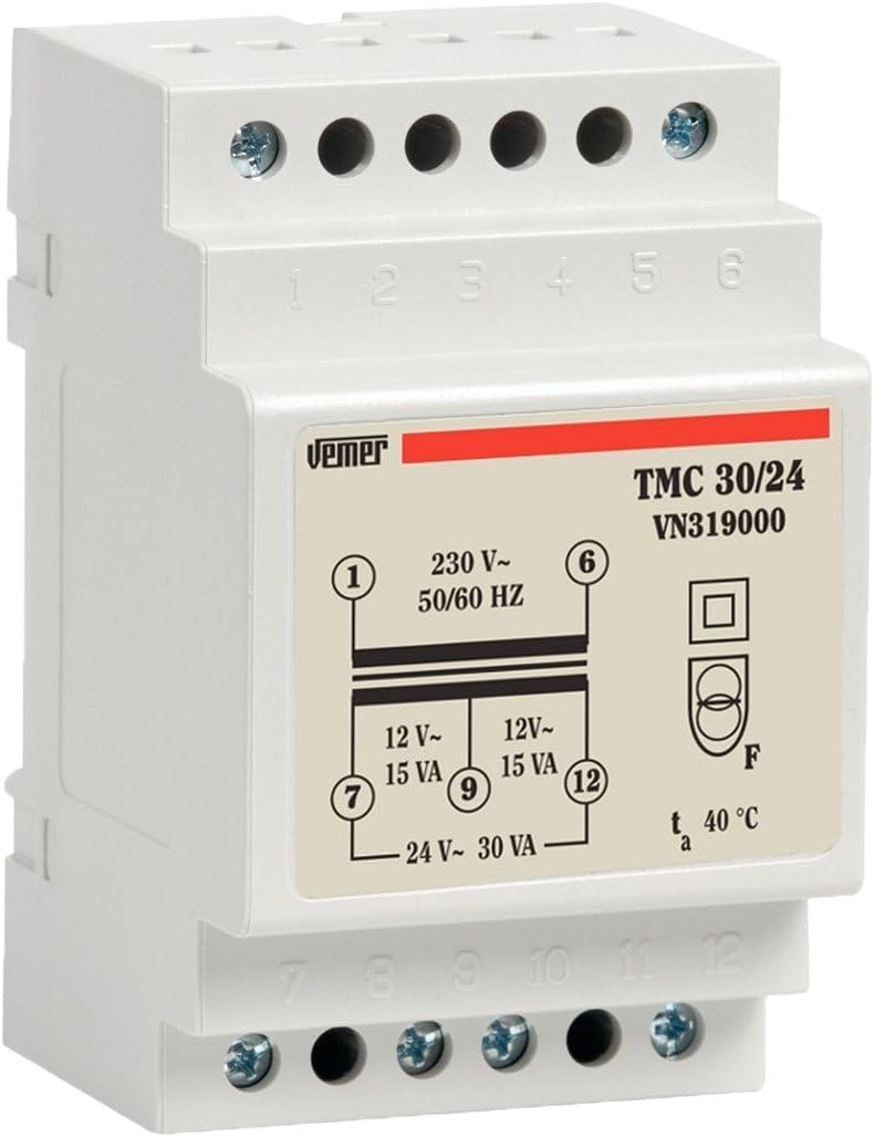 VEMER VN319000 Transformator TMC 30/24 mit DIN-Schiene für kontinuierlichen Betrieb 230 V/12 – 24 V,
