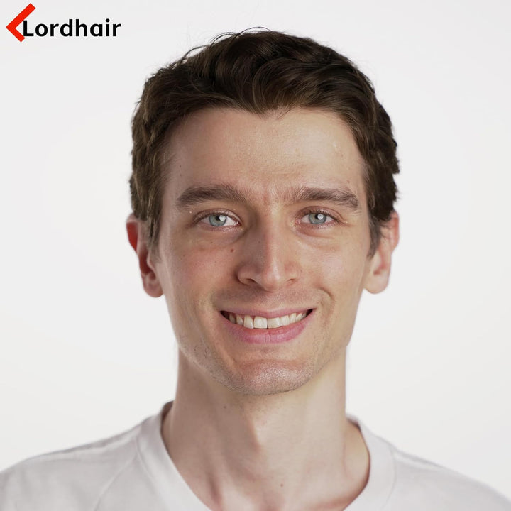 Lordhair Toupet Echthaar Männer,Perücke Männer,0,03 mm Dünne Leder Basis 20 * 25 CM Leichtes Haarers
