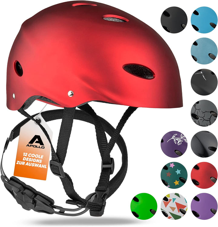 Apollo Skaterhelm Herren, Damen und Kinder | Kinderfahrradhelm | Verstellbar | Skateboard, Scooter,