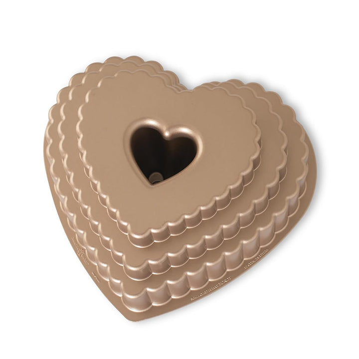 NordicWare Backform "Herz-Kranz", gestuft - Herzbackform , Aluminium, Silber, 26,7 x 25,4 x 11 cm, 1