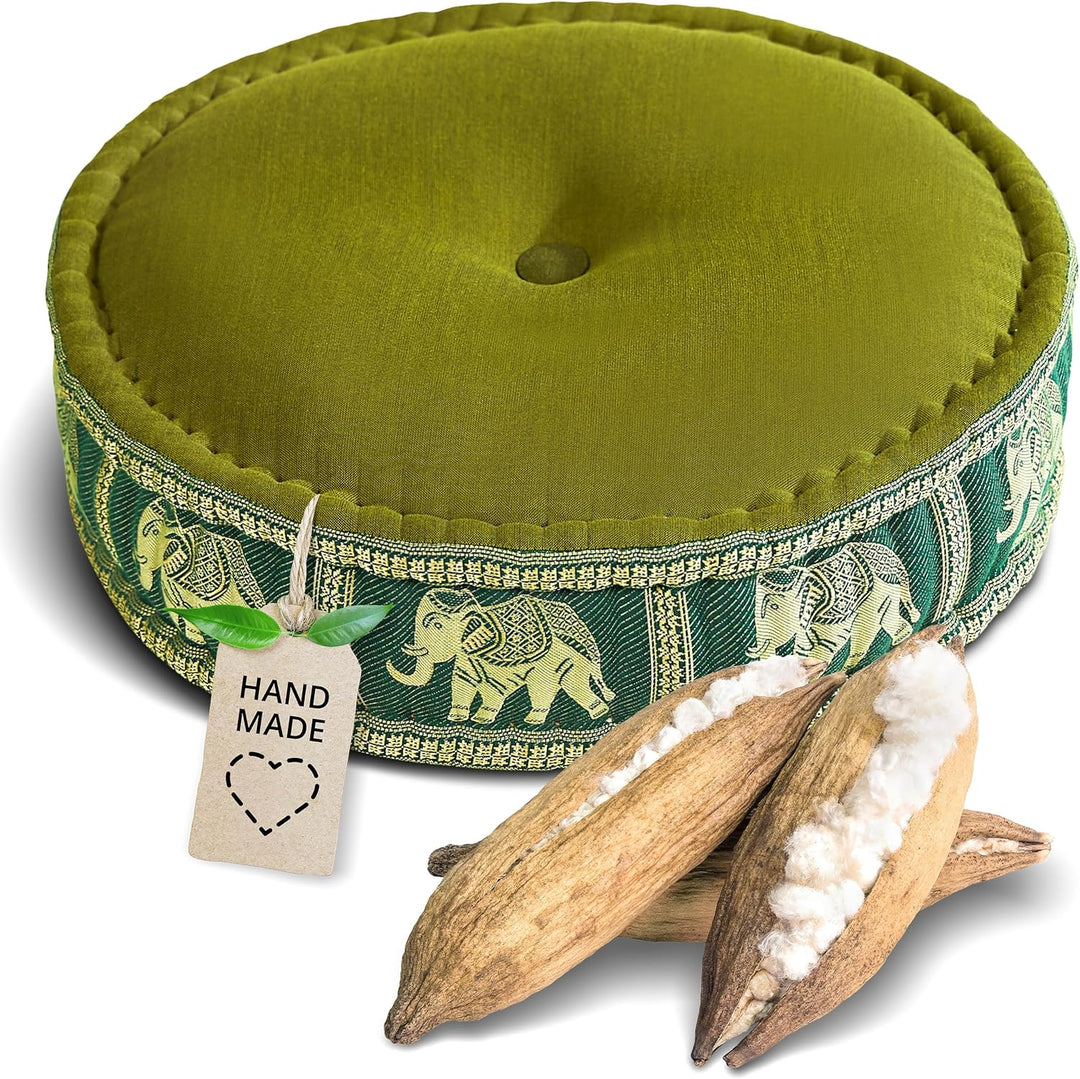 livasia Meditationskissen mit Thaiseide, Yogakissen mit Kapok, Pouf, Bodenkissen für Yoga und Zen Me