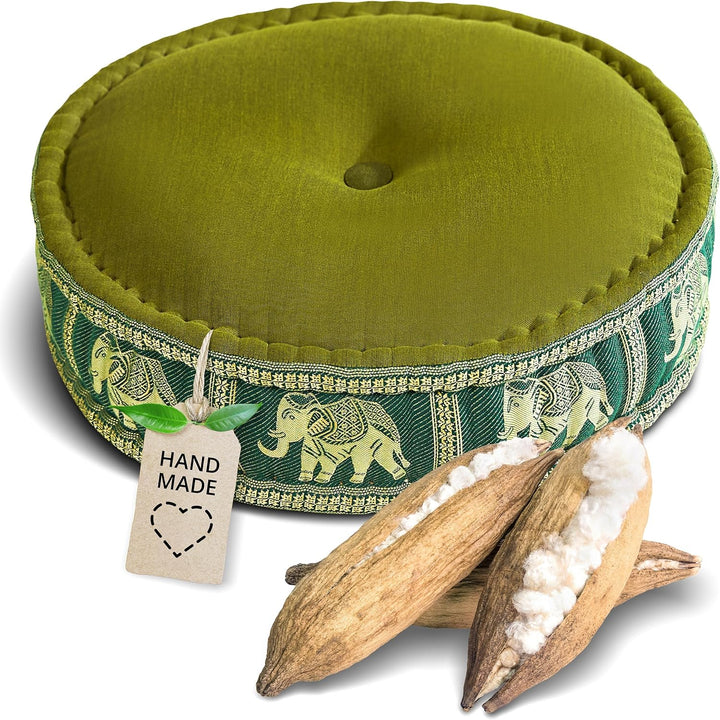 livasia Meditationskissen mit Thaiseide, Yogakissen mit Kapok, Pouf, Bodenkissen für Yoga und Zen Me