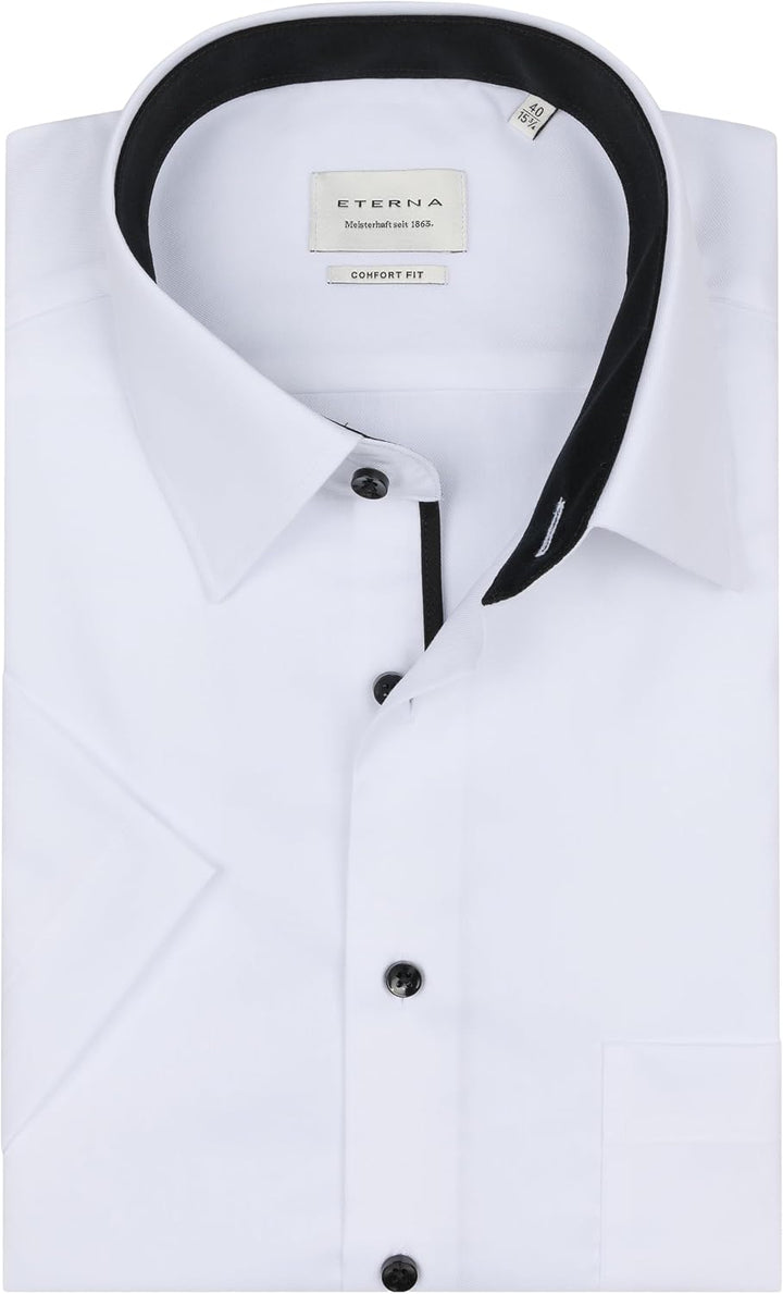 ETERNA Herren Businesshemd Kurzarm Comfort FIT | Uni | Bügelfrei | Kent Kragen 42 Weiss_(00)_, 42 We