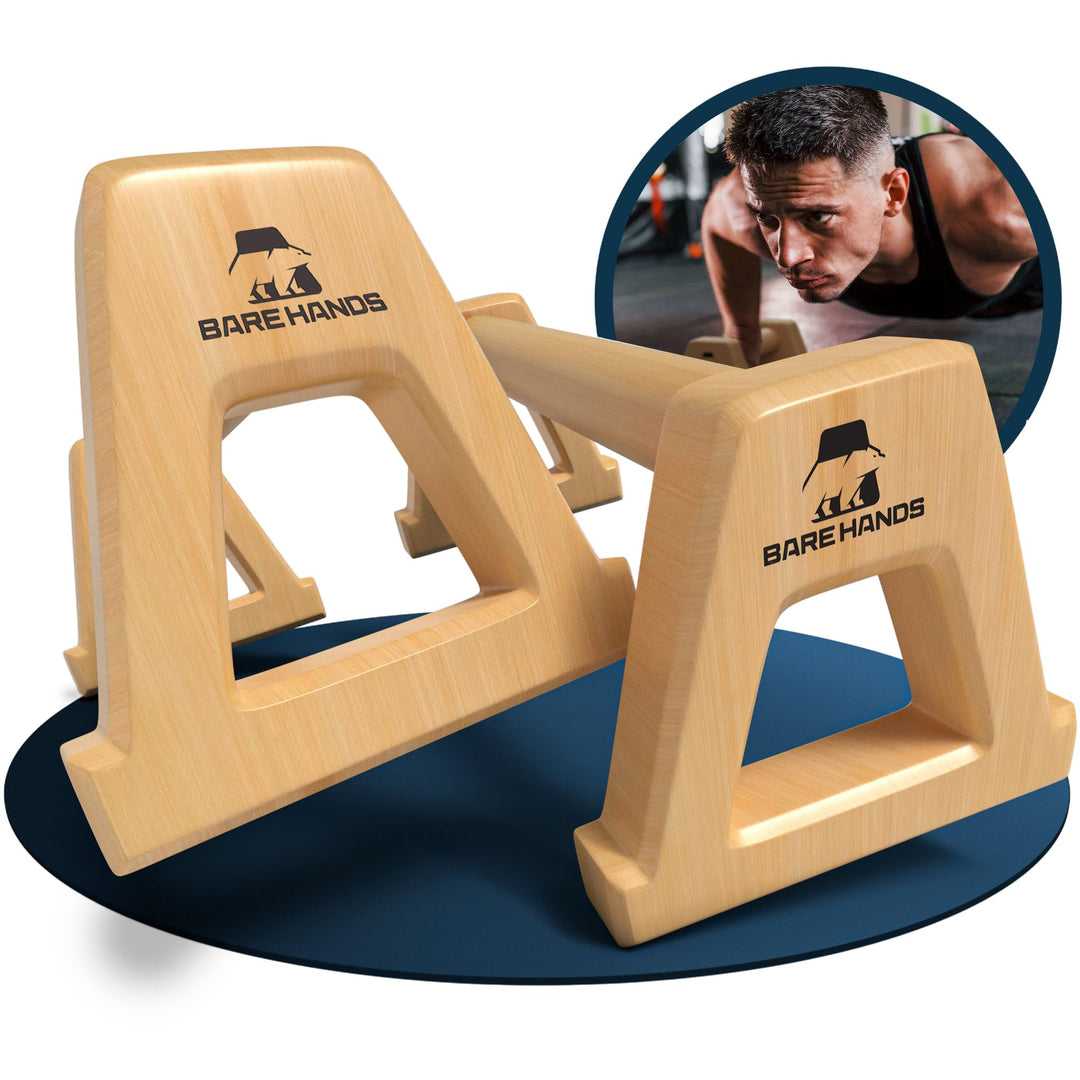BARE HANDS Liegestützgriffe aus Holz – 2er Set Parallettes Calisthenics Griffe – Push Up Bars rutsch