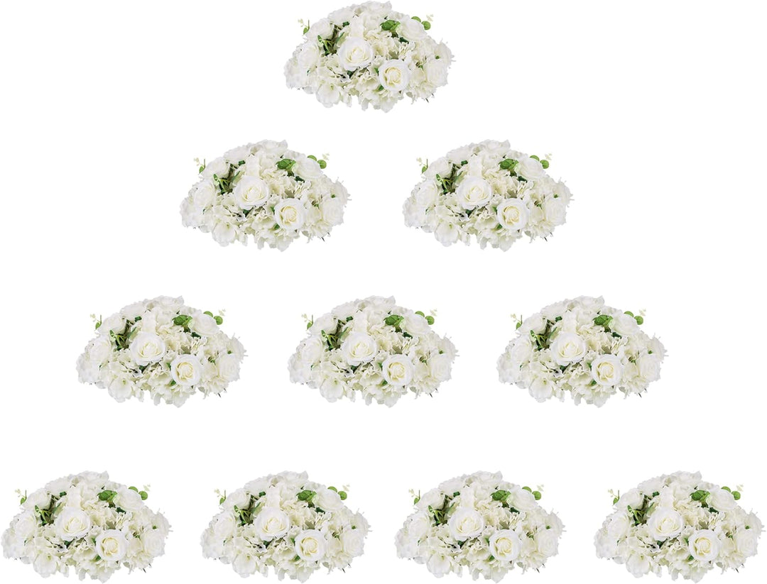 NUPTIO Blumenkugel Arrangement Strauss 10 Stück 40cm Durchmesser Weiss Gefälschte Blumen Rosen Kugel
