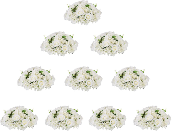 NUPTIO Blumenkugel Arrangement Strauss 10 Stück 40cm Durchmesser Weiss Gefälschte Blumen Rosen Kugel