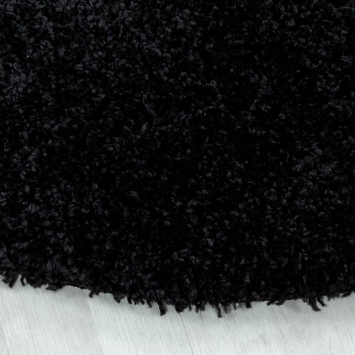 HomebyHome Shaggy Teppich Wohnzimmer (200x300) Flauschiger Teppich 200x290 cm Schwarz Einfarbig - Ho