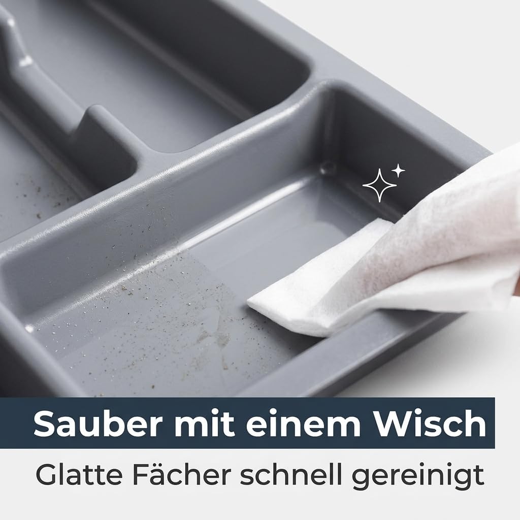 ALUSFERA Besteckkasten für Schubladen 90cm - Besteckeinsatz - Praktisch Schubladen Ordnungssystem -