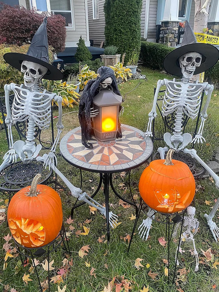 2 Stück Halloween Kunststoff Skelette Realistische Lebensgrösse menschliche Skelette mit beweglichen