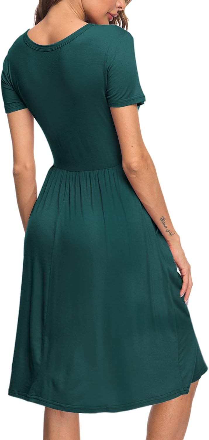 AUSELILY Damen Kleider Sommer Sommerkleider Knielang Kurzarm Freizeitkleid Schicke Shirtkleider mit