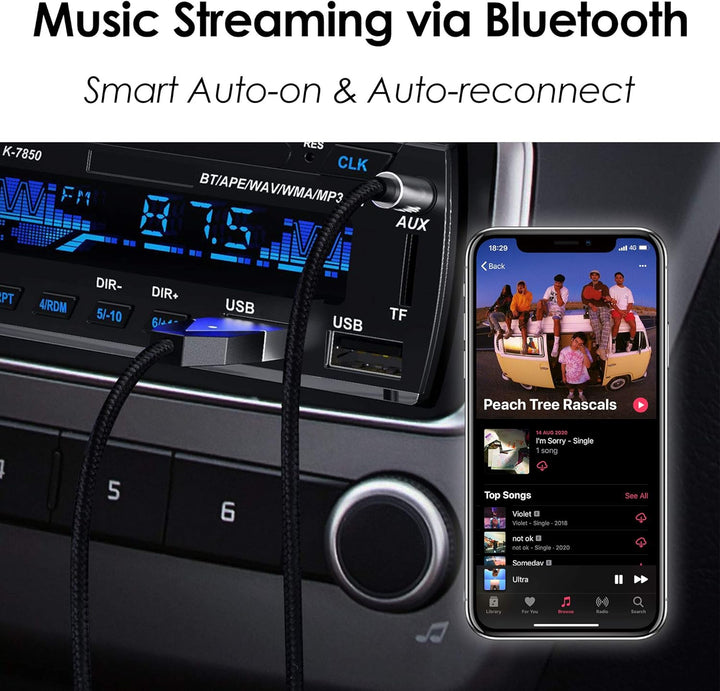 Palovue Bluetooth 5.0 Receiver, Wireless Car Kit for Music Streaming and Hands-Free Calling for Car/