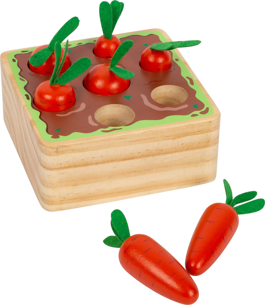 small foot Steckspiel Möhren aus Holz, für Babys ab 12 Monaten, geometrische Formen zur Schulung der