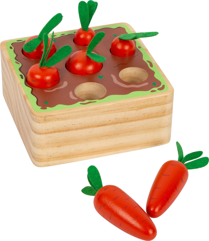 small foot Steckspiel Möhren aus Holz, für Babys ab 12 Monaten, geometrische Formen zur Schulung der