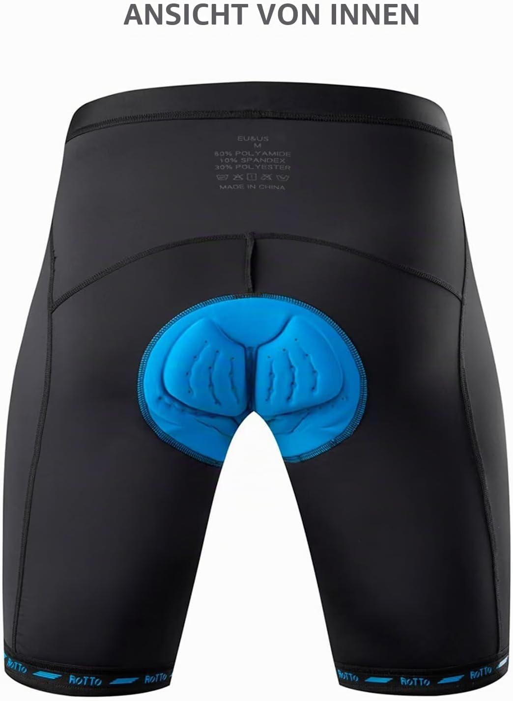 ROTTO Radlerhose Herren Fahrradhose Kurz Radhose Gepolstert Gemütlich stossfeste S A Schwarz, S A Sc