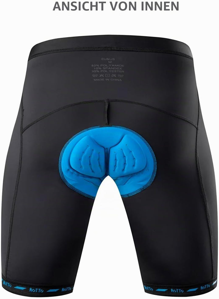 ROTTO Radlerhose Herren Fahrradhose Kurz Radhose Gepolstert Gemütlich stossfeste S A Schwarz, S A Sc