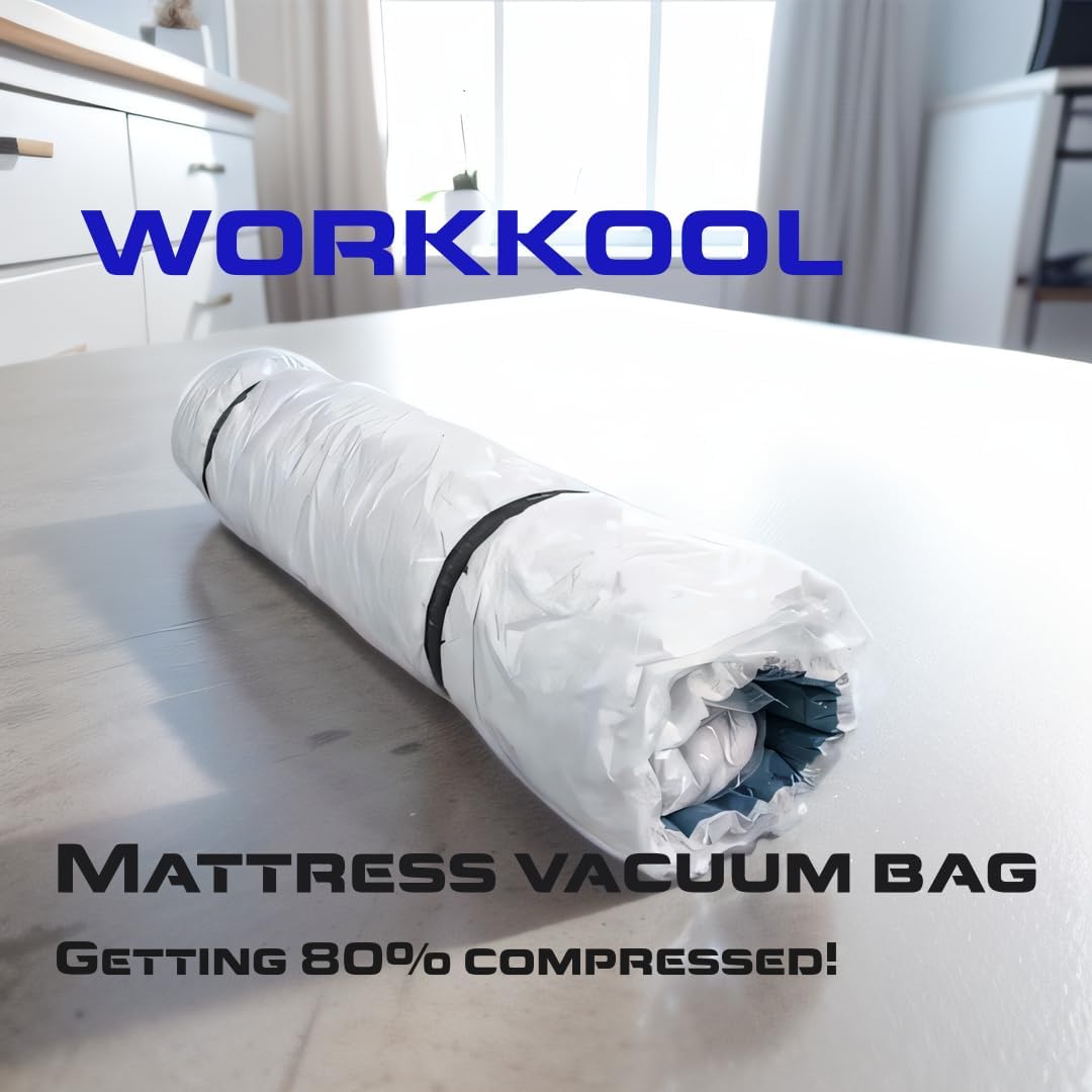 WORKKOOL Vakuum-Matratzentasche zum Umzug, vakuumversiegelte Beutel für Matratzenaufbewahrung, Schau