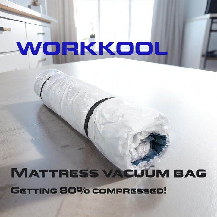 WORKKOOL Vakuum-Matratzentasche zum Umzug, vakuumversiegelte Beutel für Matratzenaufbewahrung, Schau