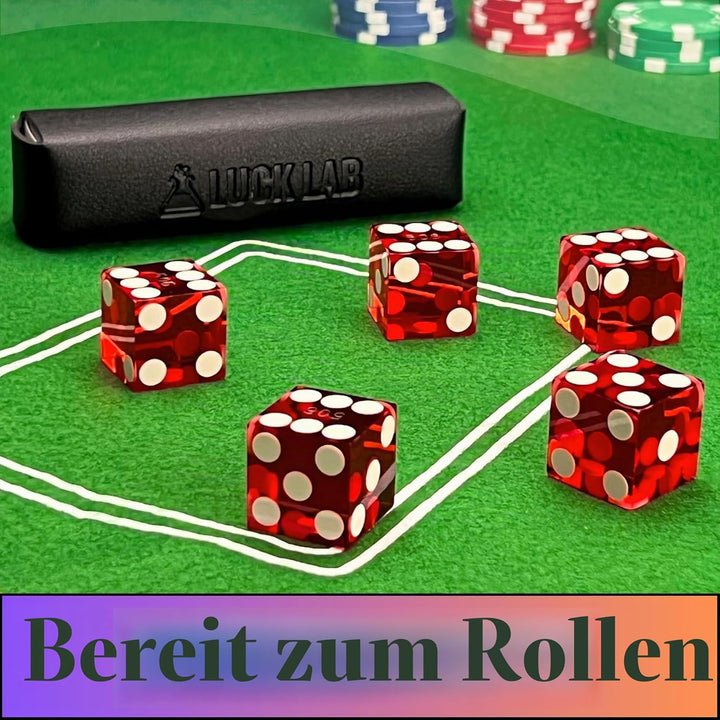 Luck Lab Güteklasse AAA 19 mm Casino-Würfel mit Rasierkanten und passenden Seriennummern, 5 Stück un