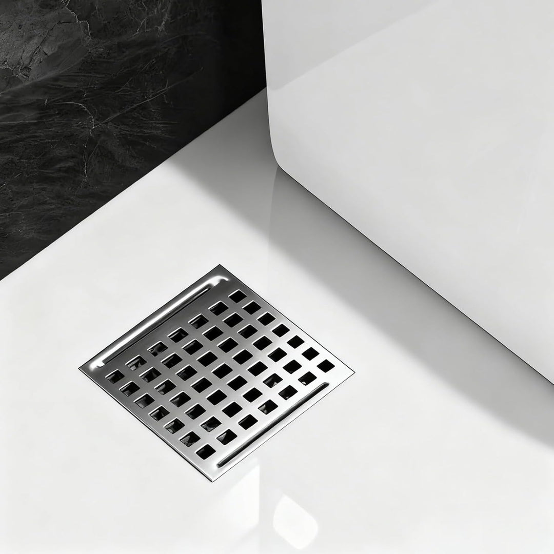 Edelstahl Duschablauf 15 * 15cm, Edelstahl Ablaufrinne Bodenablauf mit Geruchsverschluss und Ablaufr
