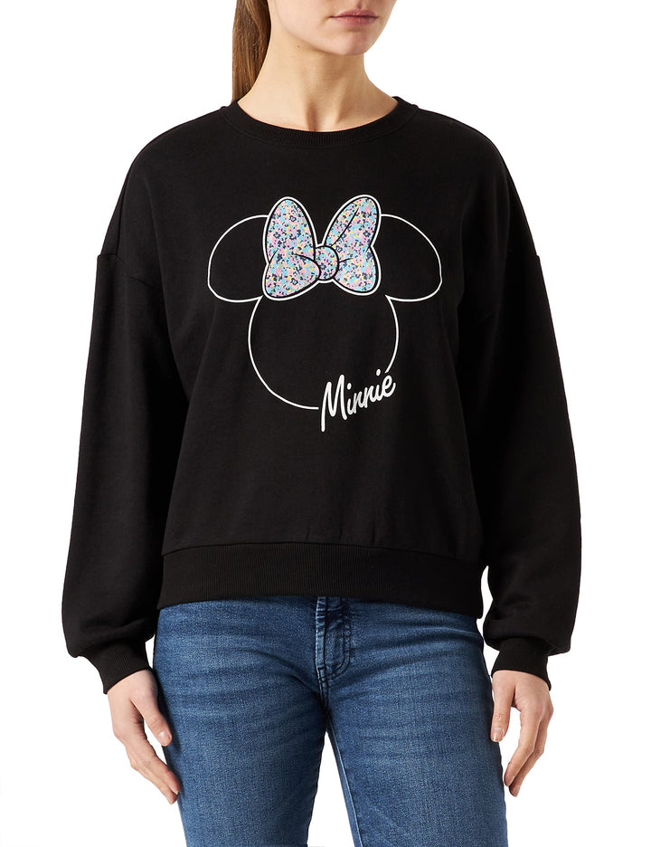 Only Women's ONLDISNEY Life L/S Minnie Flower Box SWT Sweatshirt, Black, XL