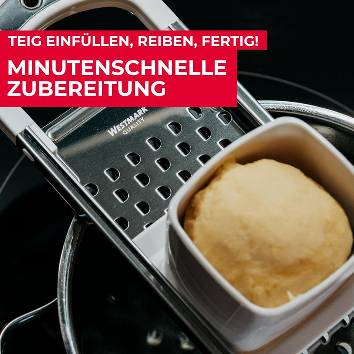 Westmark Spätzlehobel mit Teigschlitten - Spätzlereibe für Topfdurchmesser bis zu 24 cm - rostfreier