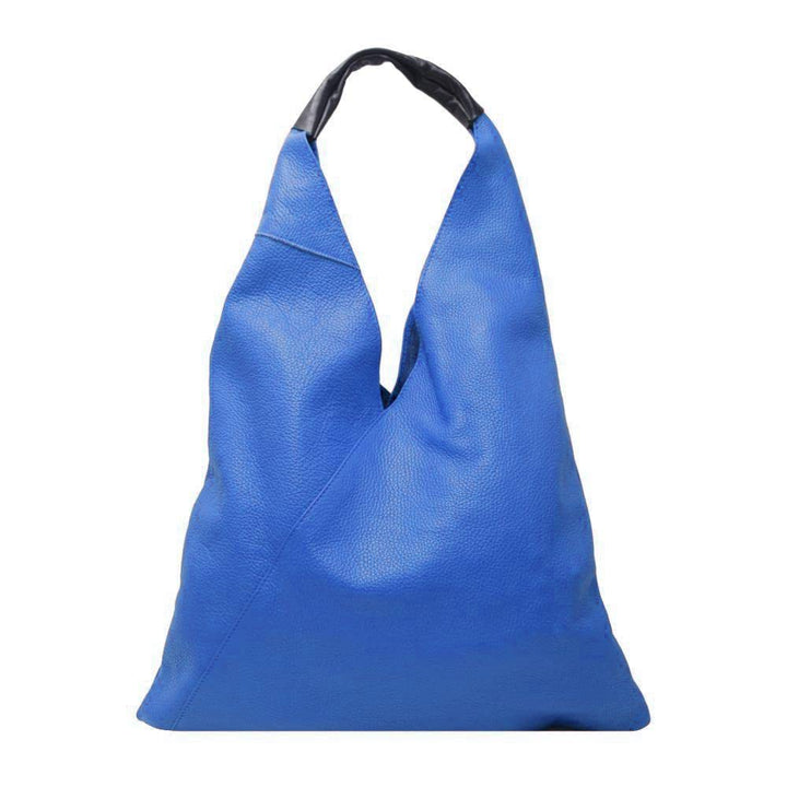 FrasiBags Schultertasche aus echtem Leder, hergestellt in Italien Blau, Blau