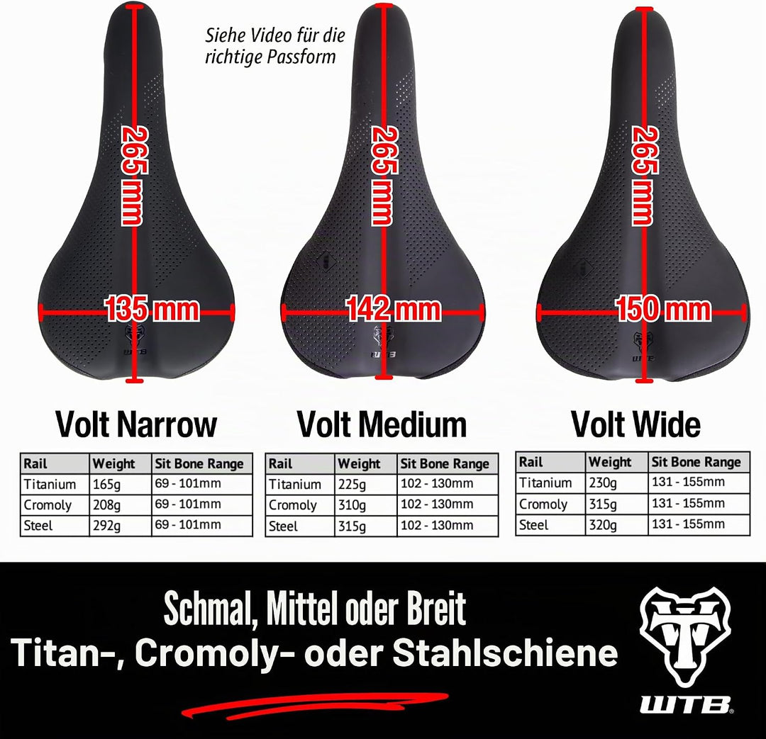 WTB Volt schmaler Cromoly Sattel schwarz (W065-0583) Narrow Cromoly / Schwarz, Narrow Cromoly / Schw