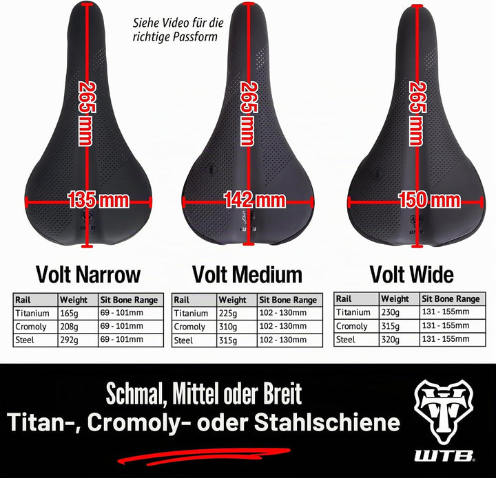 WTB Volt schmaler Cromoly Sattel schwarz (W065-0583) Narrow Cromoly / Schwarz, Narrow Cromoly / Schw