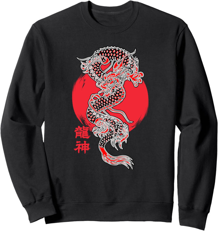 Japanischer Drachengott Red Sun Vintage Sweatshirt