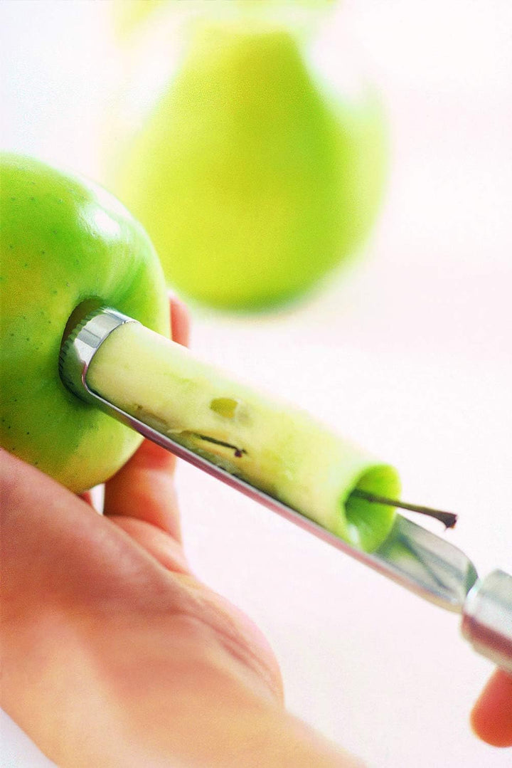 RÖSLE Fruchtentkerner, Hochwertiger Apfelentkerner zum Entfernen von Kernhäusern bei Obst, Edelstahl