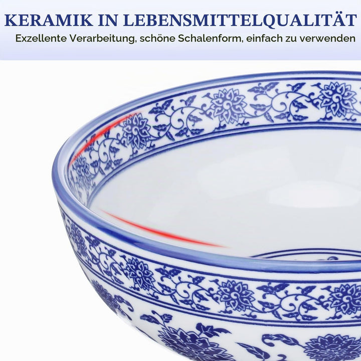 BESTonZON Keramik Suppensch¨¹ssel Nudelschale Asiatische Ramen Sch¨¹ssel Blau 7 Zoll Chinesische Sti