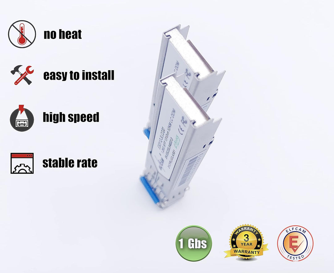 Elfcam® – 1,25 Gbps SFP Transceivermodul, Glasfaseranschluss LC/UPC Duplex (1310nm, 10KM), 1310nm, 1
