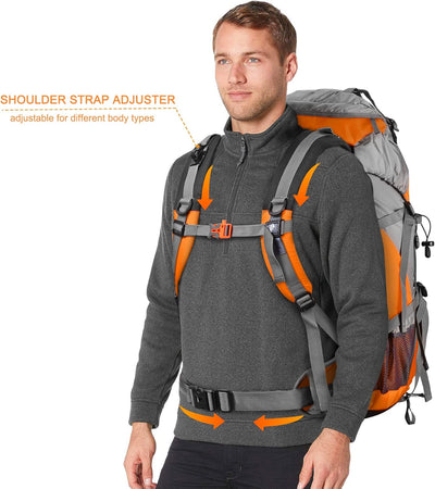Loowoko Wanderrucksack 50L mit Regenschutz, Camping Rucksack Trekking Tasche für Outdoor, Männer & F