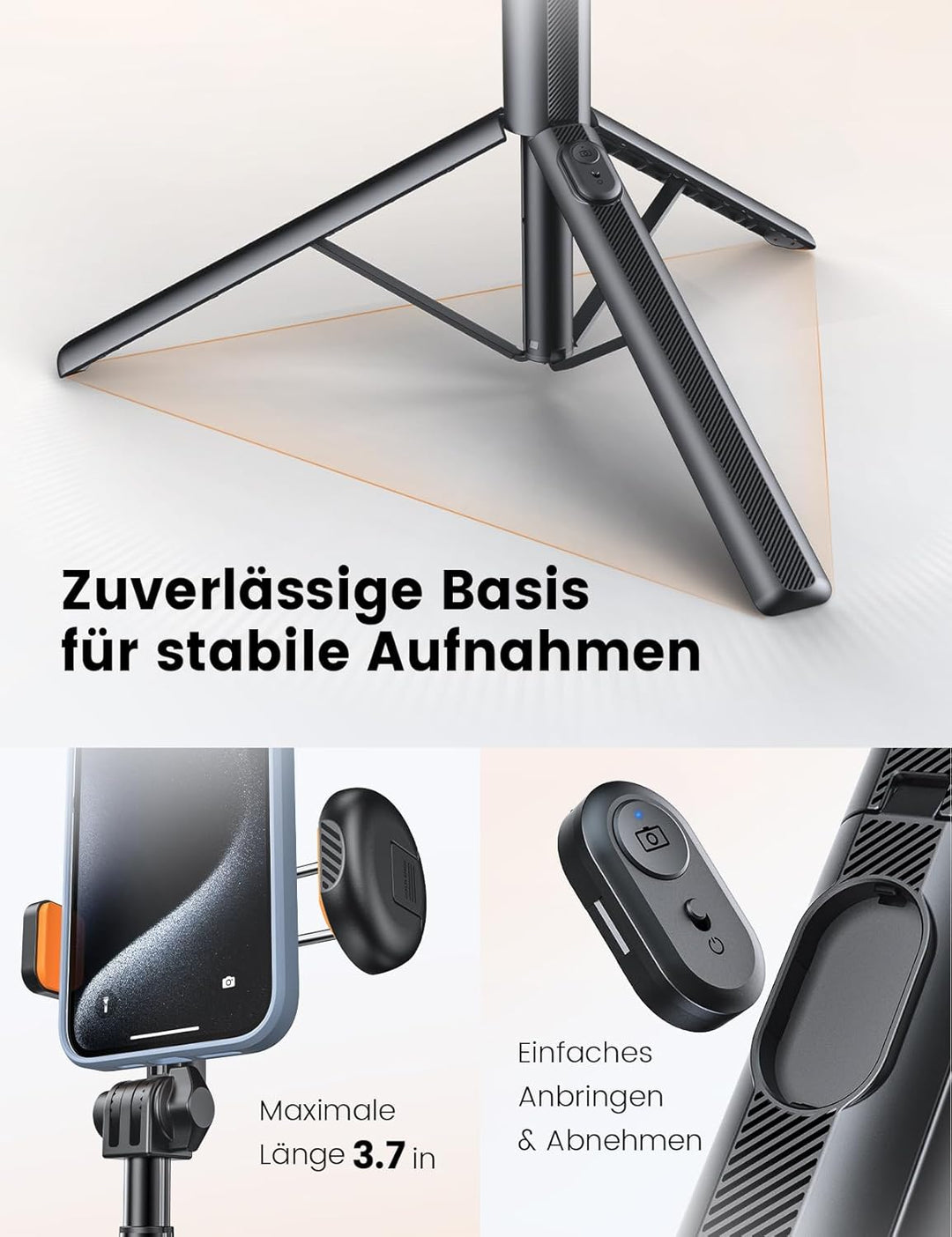 Handy Stativ für Phone Kamera, NT79 180cm Kompakt Foto Videokits Stabil Selfie Stick Handystativhalt