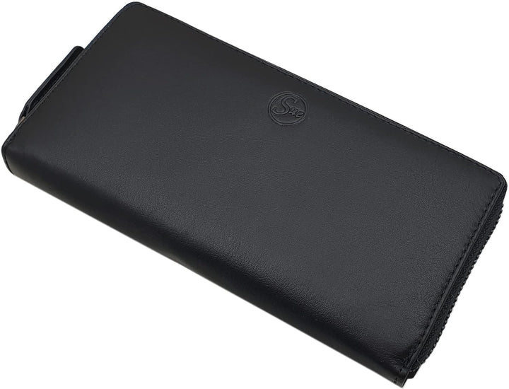 Grosse Rind-Nappa Leder Damen Geldbörse / Geldbeutel / Portemonnaie / Portmonaise / Geldtasche / Por
