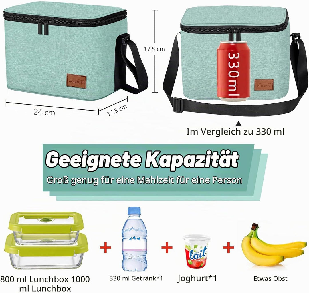Kühltasche Klein Leicht Lunch Tasche Isoliertasche zur Arbeit Schule Faltbar Wasserdicht Lunchbag Re