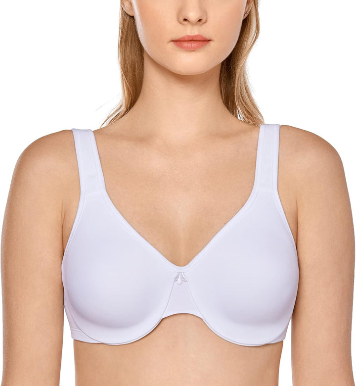 DELIMIRA Damen Minimizer BH mit Bügel Grosse Brüste Starker Halt Seamless Tshirt BHS Soft 70C Weiss,