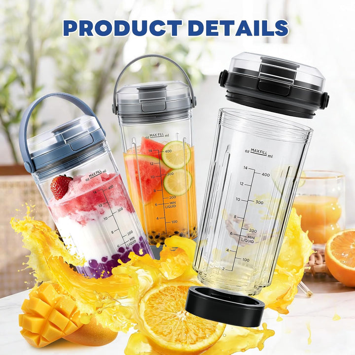 Mixgefäss kompatibel mit Ninja Blast Tragbarer Mixer, 530ml Mixbecher mit Trink- und Auslaufsicherer