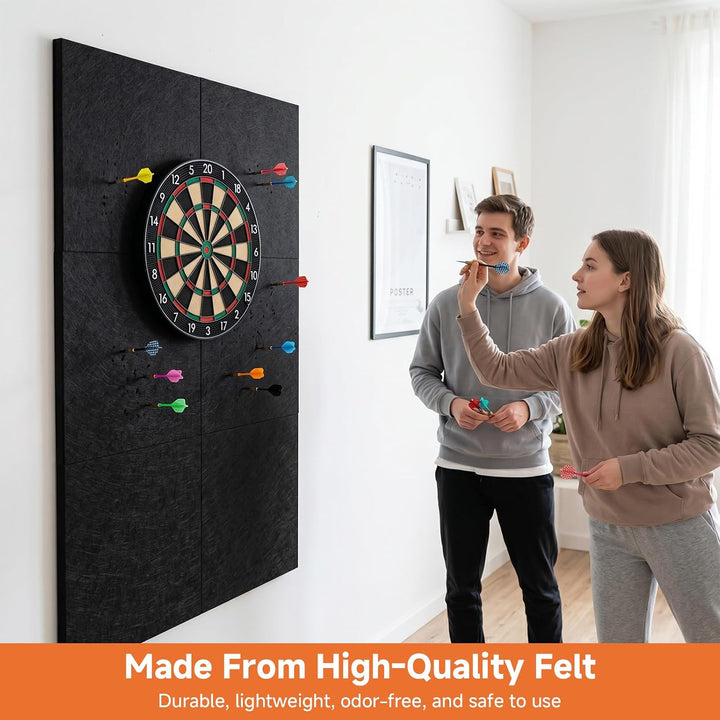 6er Set Wandschutz Dartscheibe 30×30×1.2 cm – Dart Wandschutz mit Schalldämmung – Schwarze Dart Scha