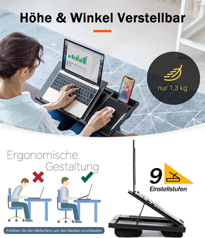 Ecognomic Laptopkissen Knietablett, Laptop Unterlage Schoss für Bett & Sofa, Value Packed mit einem