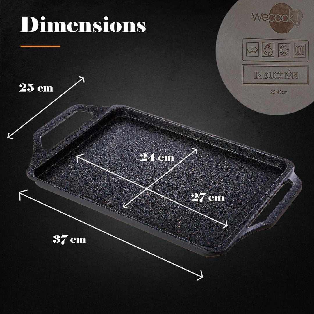 WECOOK! Ecochef Titan Grillplatte, Induktion Griddle-Pfanne 37 X 25 cm, Aluminiumguss, 5mm Dicke, Si