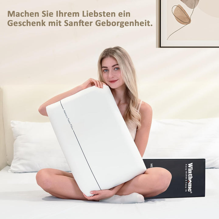 Winthome Memory Foam Kissen mit Soft & Fest Seite Wählbar, 0 Kleber, Nackenstützkissen Weich Bequem