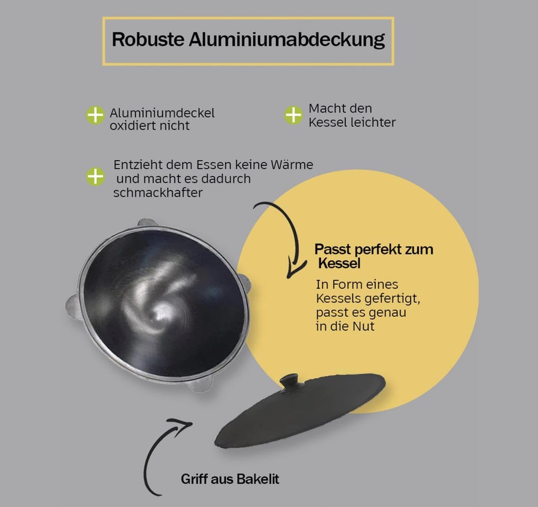Kazan 16l Gusseisen mit Aluminium Deckel 44⌀, Kazan Gusseisen 16l, gusseisen Topf, казан, казан 16л
