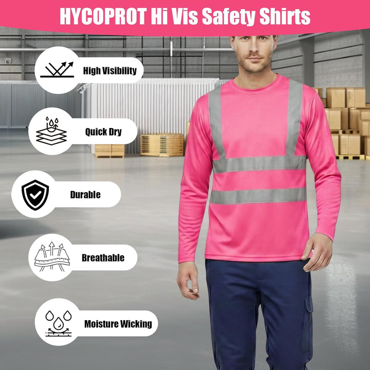 HYCOPROT Warnschutz T-Shirt Warnweste Reflektierend Hochsichtbares Warnweste Warnshirt Atmungsaktiv