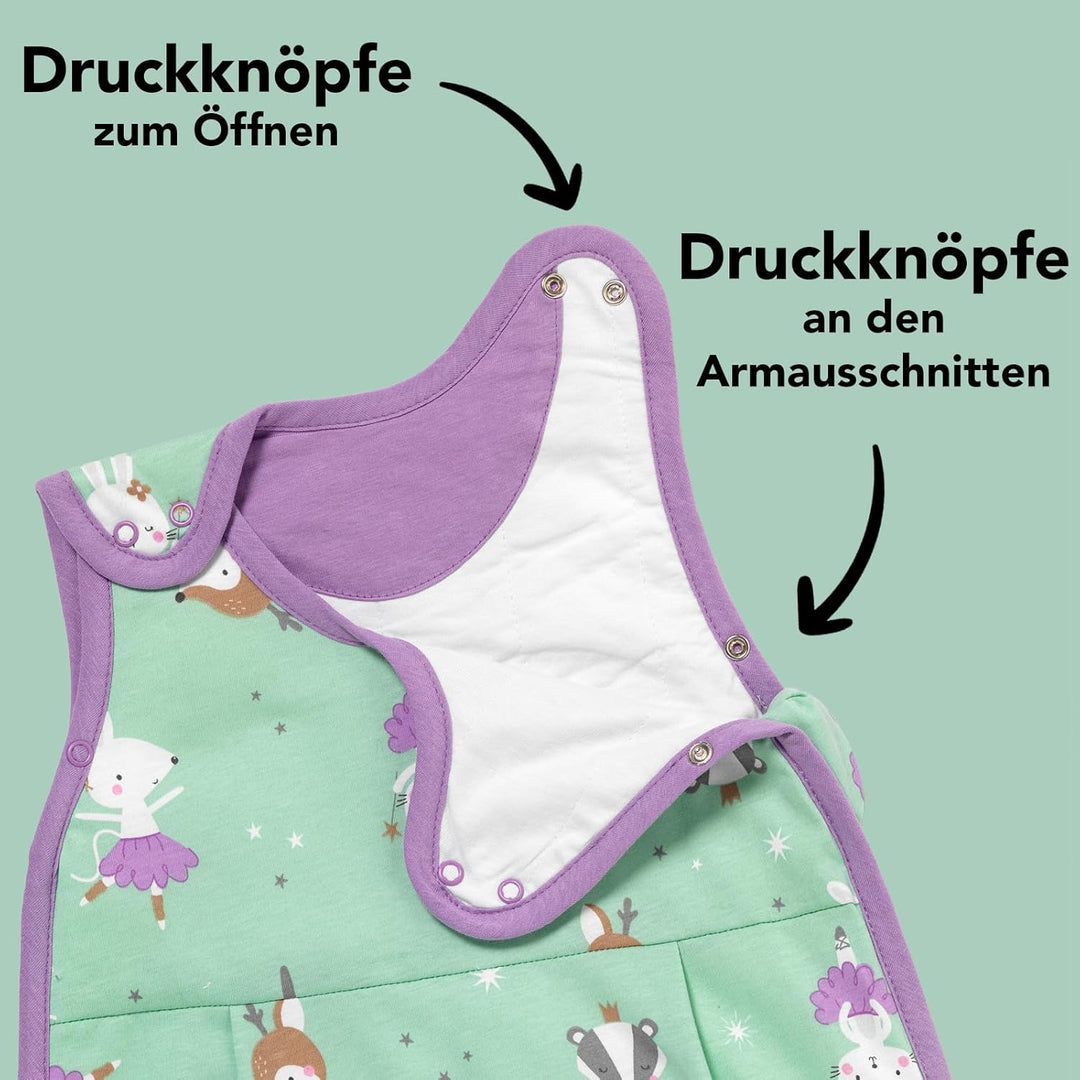 Schlummersack leicht gefütterter Babyschlafsack Frühjahr/Sommer 1.0 Tog für Mädchen und Jungs - in v
