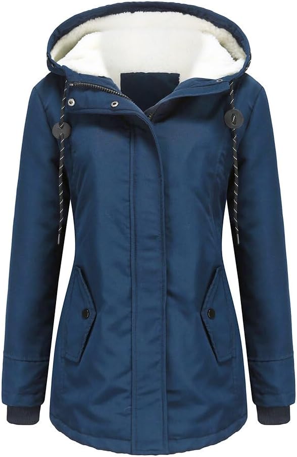 YYNUDA Damen Winterparka Dicker Warm Lang Wintermantel mit Fellkapuze Winter Jacke Outdoor Jacke für