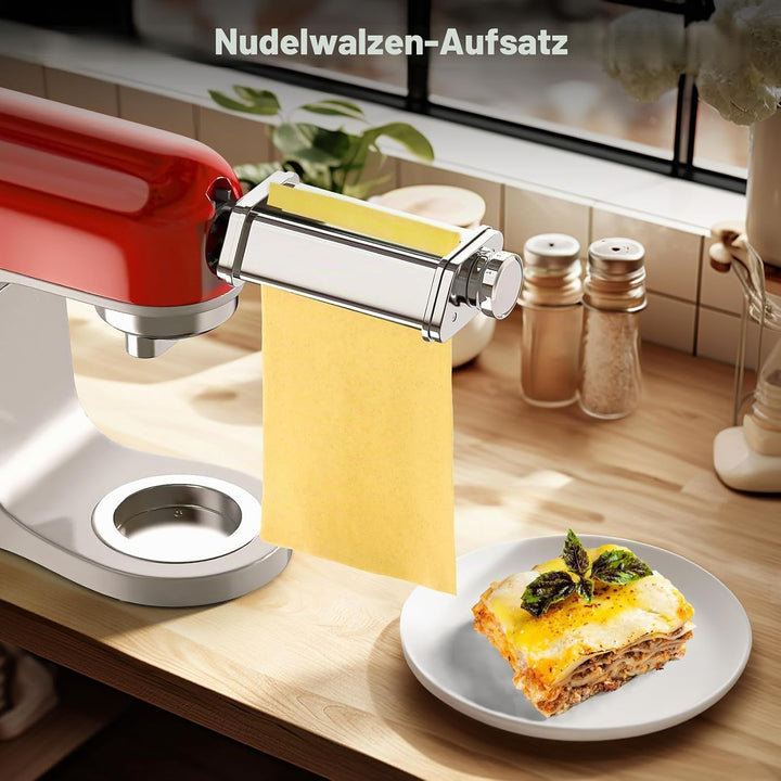 GVODE Nudelaufsatz für Kenwood Kmix KMX, inklusive Nudelblattwalze Spaghettischneider und Fettuccini