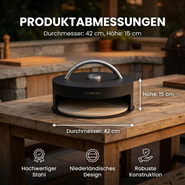 BonFeu BonPizza Pizzaofen Schwarz - Küchengeräte - Pizza Ofen - Pizzaofen Holz - Pizzarette - Pizzao