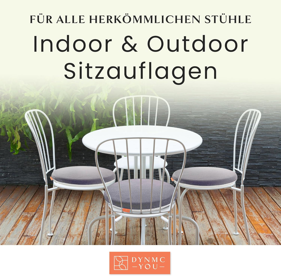 DYNMC you Sitzkissen Stuhl - Stuhlkissen 40x40 - Rund 2er Set Grau - Test SEHR GUT - Mittelhart H3 -