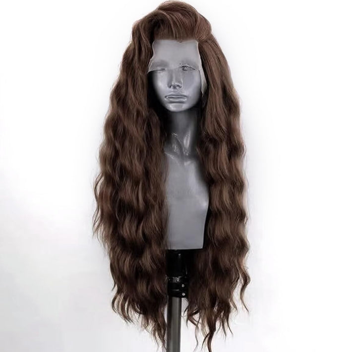 PORSMEER Dunkelbraun Lace Front Perücke Lang Lockige Gewellte Perücke für Damen 13x4 Lace Front Glue